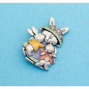 Vintage Happy Bunny Family Brooch - N6